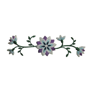 ID 6460 Purple Flower On Vine Patch Plant Garden Embroidered Iron On Applique