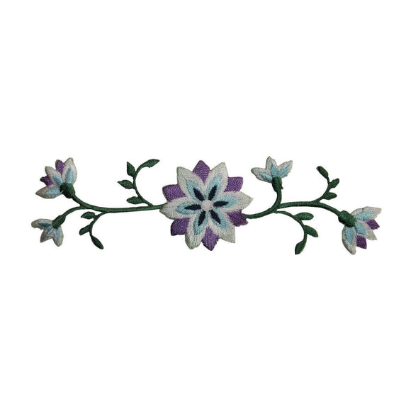 ID 6460 Purple Flower On Vine Patch Plant Garden Embroidered Iron On Applique