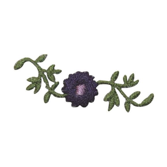 ID 6462 Purple Flower On Vines Patch Garden Blossom Embroidered Iron On Applique