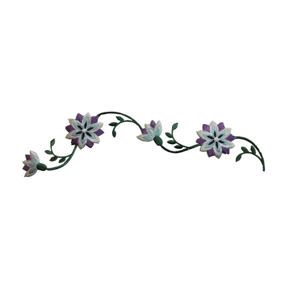 ID 6469 Flowers On Vine Patch Garden Design Blossom Embroidered Iron On Applique