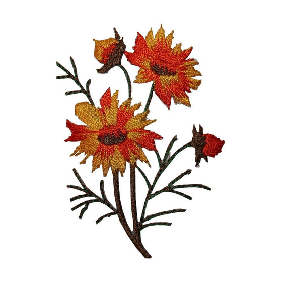 ID 6357 Orange Wildflower Bunch Patch Garden Flower Embroidered Iron On Applique