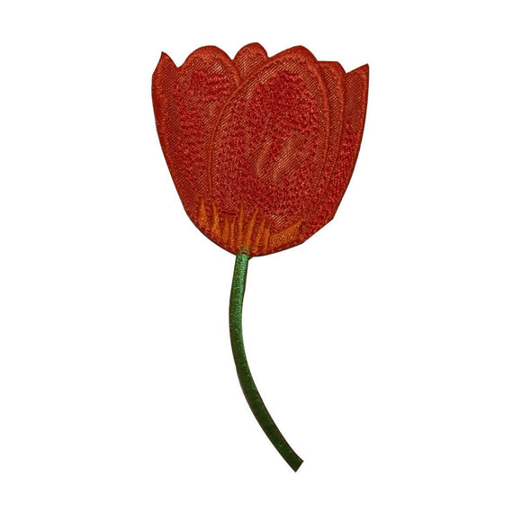 ID 6363 Orange Tulip Blossom Patch Garden Spring Embroidered Iron On Applique