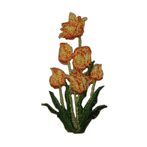 ID 6369 Yellow Tulip Bush Patch Spring Flower Garden Embroidered IronOn Applique