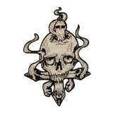 Smoking Cross Skull Tattoo Patch Biker Death Face Embroidered Iron On Applique