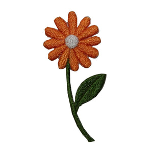 ID 6376 Orange Daisy Blossom Patch Garden Flower Embroidered Iron On Applique