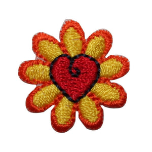ID 6382 Yellow Heart Flower Patch Love Blossom Daisy Embroidered IronOn Applique