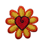ID 6382 Yellow Heart Flower Patch Love Blossom Daisy Embroidered IronOn Applique