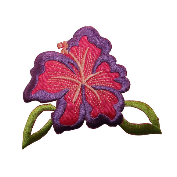ID 6498 Hawaiian Hibiscus Flower Patch Tropical Embroidered Iron On Applique