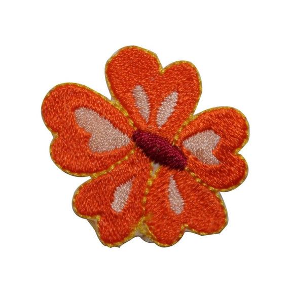ID 6391 Orange Hibiscus Head Patch Tropical Blossom Embroidered Iron On Applique