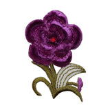 ID 6517 Soft Purple Flower Patch Fuzzy Blossom Plant Embroidered IronOn Applique