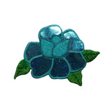 ID 6612 Shiny Blue Flower Blossom Patch Garden Plant Embroidered IronOn Applique