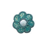 ID 6613 Lot of 3 Blue Flower Head Patch Shiny Bloom Embroidered Iron On Applique