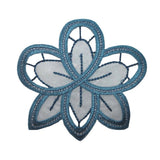 ID 6615 Blue Lace Flower Blossom Patch Doily Garden Embroidered Iron On Applique