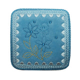 ID 6618 Blue Garden Flower Badge Patch Picture Sign Embroidered Iron On Applique