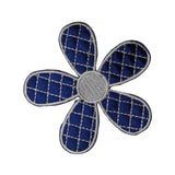 ID 6543 Blue Stitched Flower Patch Daisy Tropical Embroidered Iron On Applique