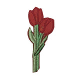 ID 6673 Red Tulip Flowers Patch Garden Plant Spring Embroidered Iron On Applique