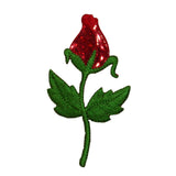 ID 6674 Shiny Red Rose Flower Patch Blossom Plant Embroidered Iron On Applique
