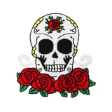 Sugar Skull Roses Patch Spanish Mexican Day Death Embroidered Iron On Applique