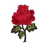 ID 6682 Red Rose Stem Patch Flower Blossom Plant Embroidered Iron On Applique