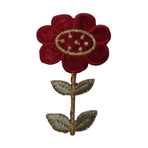 ID 6691 Red Flower Blossom Patch Garden Grow Plant Embroidered Iron On Applique