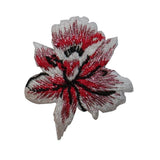 ID 6707 Red Orchid Blossom Patch Flower Plant Iris Embroidered Iron On Applique