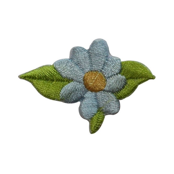 ID 6556 Blue Daisy Flower With Leaves Patch Garden Embroidered Iron On Applique