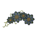 ID 6559 Blue Lace Flower Band Patch Design Craft Embroidered Iron On Applique