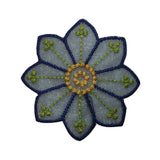 ID 6560 Blue Lace Flower Blossom Patch Design Craft Embroidered Iron On Applique