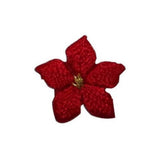 ID 6715 Lot of 5 Red Poinsettia Flower Patch Blossom Embroidered IronOn Applique