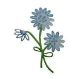 ID 6564 Blue Wildflowers Patch Bouquet Garden Plant Embroidered Iron On Applique