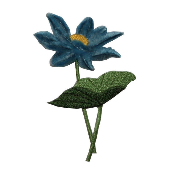 ID 6567 Soft Blue Flower Patch Fuzzy 3D Garden Plant Embroidered IronOn Applique
