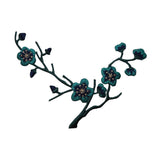 ID 6585 Blue Flower Blossoms Patch Branch Plant Bush Embroidered IronOn Applique