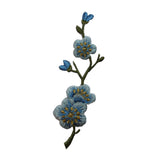 ID 6586 Blue Flower Blossom Patch Buds Plant Branch Embroidered Iron On Applique