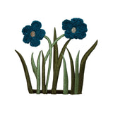 ID 6595 Blue Flowers Plant Patch Garden Spring Grow Embroidered Iron On Applique