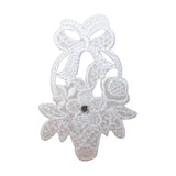 ID 6803 White Flower Arrangement Patch Sequin Basket Embroidered IronOn Applique