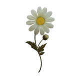 ID 6740 White Daisy Flower Patch Garden Bud Plant Embroidered Iron On Applique