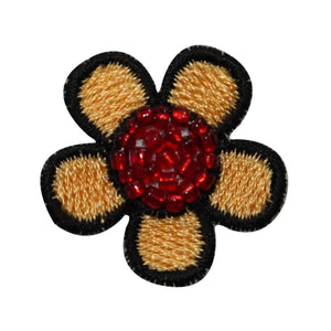 ID 6866 Yellow Beaded Daisy Patch Garden Blossom Embroidered Iron On Applique
