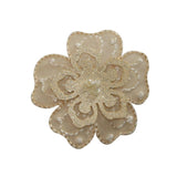ID 6881 Beige White 3D Flower Patch Layered Blossom Embroidered Iron On Applique