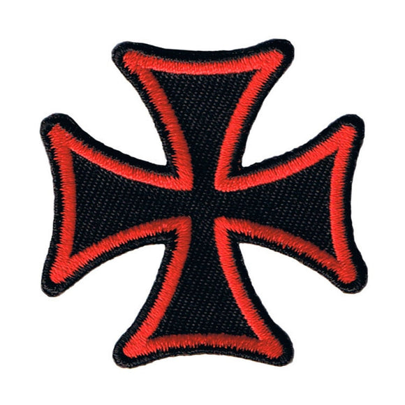 Maltese Cross Biker Patch Red On Black 2