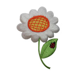 ID 6752 White Sun Flower Patch Garden Ladybug Craft Embroidered Iron On Applique