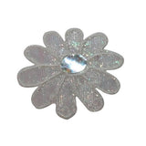 ID 6758 White Shiny Flower Patch Garden Blossom Embroidered Iron On Applique