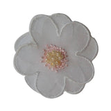 ID 6759 White Beaded Flower Patch Layered Pedals Embroidered Iron On Applique