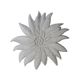 ID 6768 White Flower Blossom Patch Head Symbol Craft Embroidered IronOn Applique