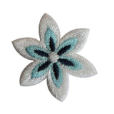 ID 6787 White Flower Blossom Patch Tropical Symbol Embroidered Iron On Applique