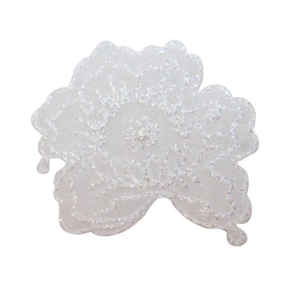 ID 6793 Lace White Flower Head Patch Carnation Embroidered Iron On Applique