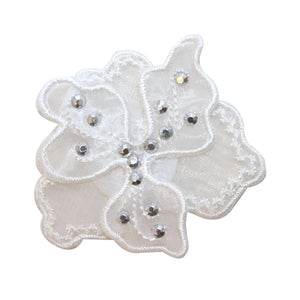 ID 6794 Lace Gem White Flower Patch Garden Bloom Embroidered Iron On Applique