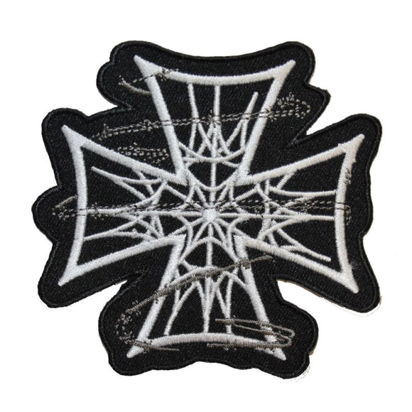 Maltese Cross With Chains Patch Biker Symbol Badge Embroidered Iron On Applique