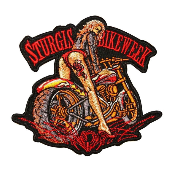 Sturgis Bike Week Patch Biker Babe Motorcycle Badge Embroidered Iron On Applique