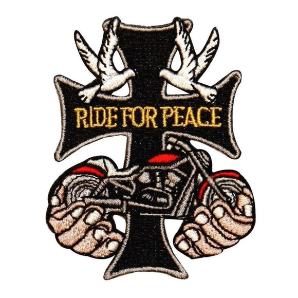 Ride For Peace Cross Patch Motorcycle Biker Symbol Embroidered Iron On Applique