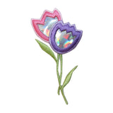 ID 6943 Shiny Tulip Flowers Patch Garden Blossom Embroidered Iron On Applique